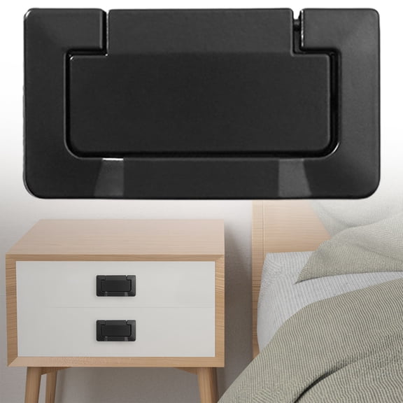 Doors Drawer Handle Flush Ring Hidden Pull Handles, Aluminium Alloy Cabinet Drawer Pull Handle for Cabinets, Closets, Drawers (Black)