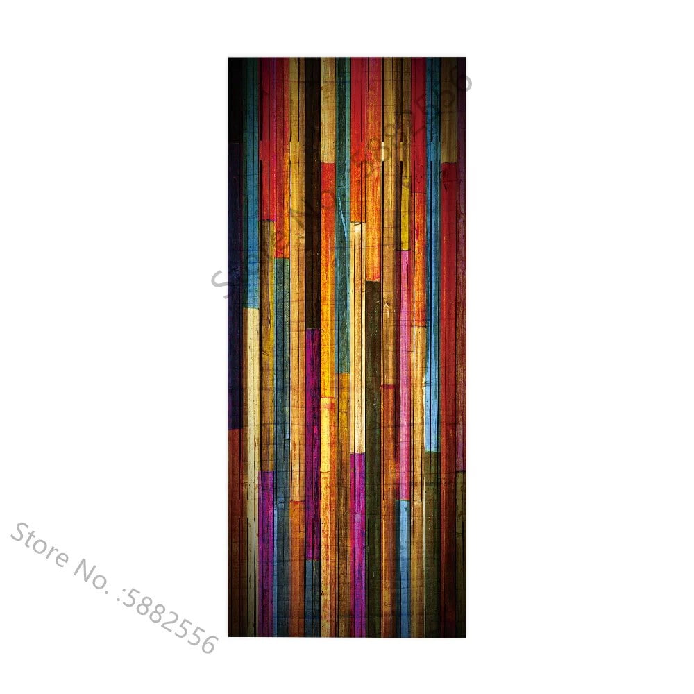 Doors Wallpaper Imitation Wood Retro 3D SelfAdhesive Vinyl Door