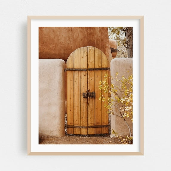 Doors of Taos - Taos New Mexico Photography Rustic Architecture Desert Farmhouse Boho Garden Autumn Oak Framed Wall Art Print 30 x 40 inches