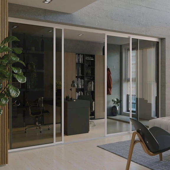 Doors55 Glass Room Divider Panel and Partition Wall - White