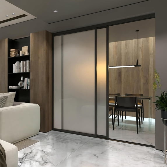 Doors55 Doors 55 Glass Room Divider Panel and Partition Wall, Partition Wall Divider & 2 panel room divider - Perfect Wall Divider for Room Separation & Partition Room Dividers