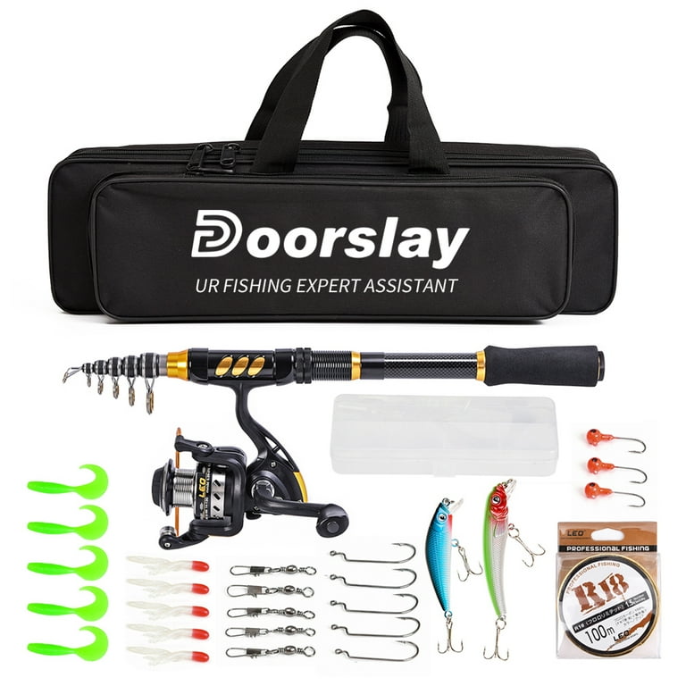 Portable Fishing Rod and Reel Combo Telescopic Fishing Rod Pole Spinning  Reel Set Fishing Line Lures Hooks Barrel Swivels with Carry Bag Case Travel