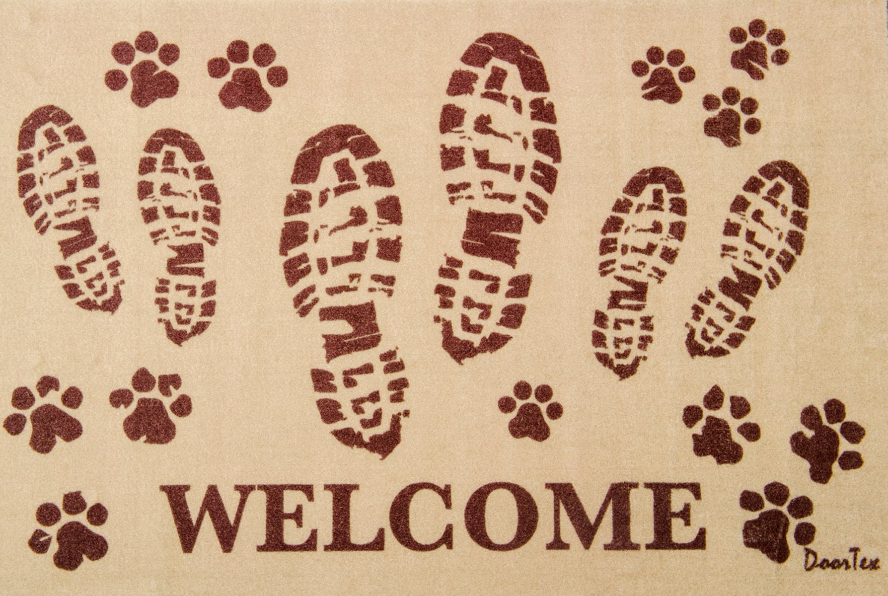 Welcome Dog and Boot Print Vinyl Door Mat - 24" x 39"