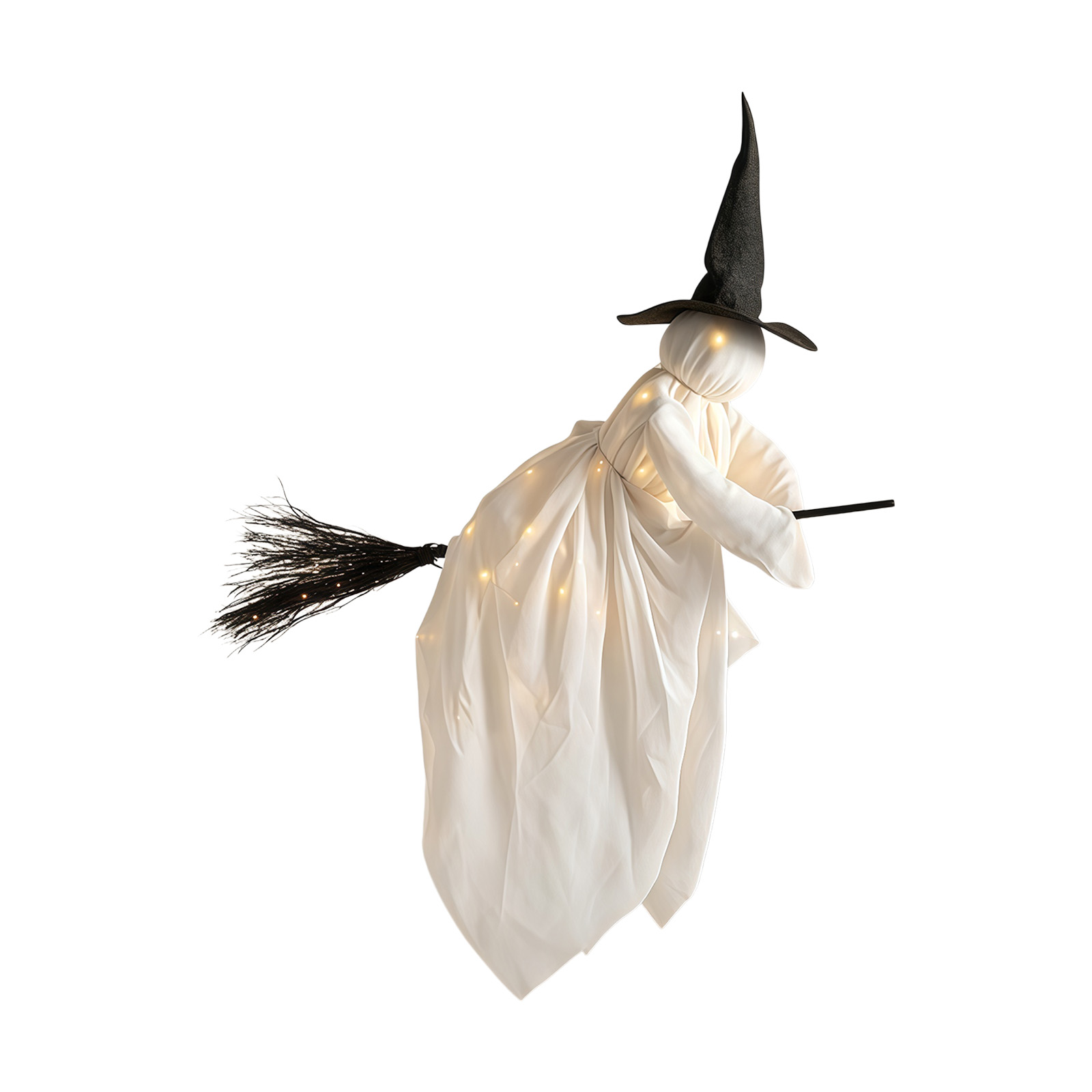 Doorway Figure Decor Halloween Non-Woven Witch Hat Broom Display for Home