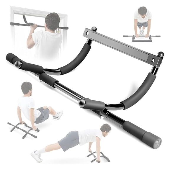 Doorway Pull Up Bar Heavy Duty - Chin Up Bar for Home Gym, Multi-Function Trainer for Sit-Ups, Push-Ups & Dips - No Drill Installation