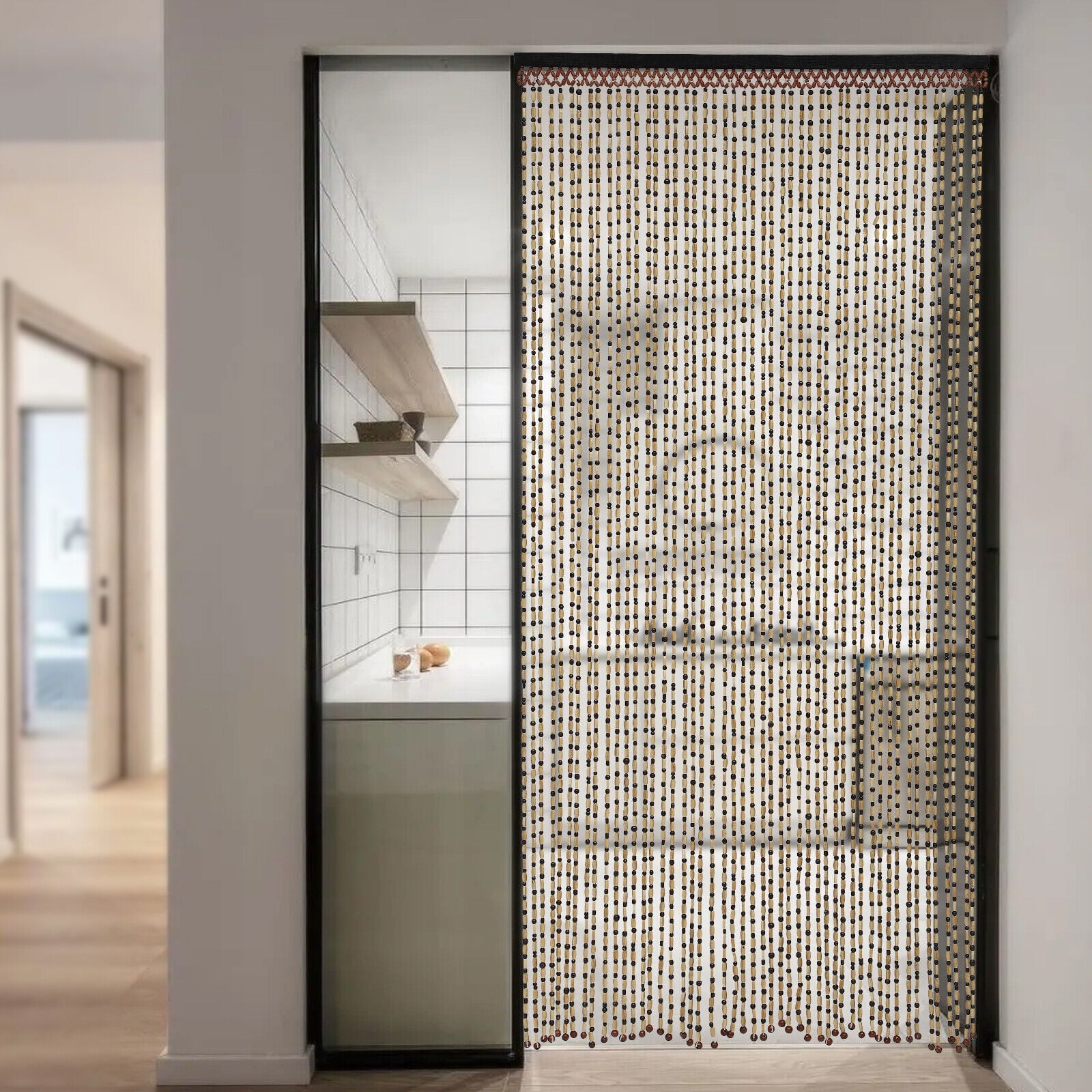 Doorway Wooden Curtain Beaded Curtain 49 Strands String Curtains Closet Bedroom Decor for Porch Bedroom Bathroo