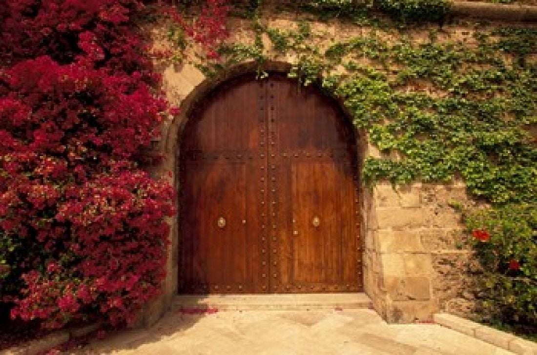 Doorway at Consolat de Mar Palma de Mallorca Balearics Spain Canvas Art - Walter Bibikow DanitaDelimont (35 x 23)