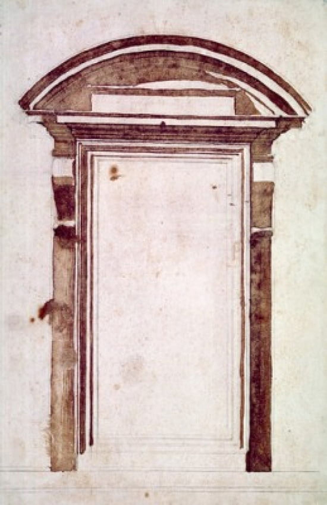 Doorway design by Michelangelo Buonarroti pen and ink 1475-1564 Italy Florence Galleria degli Uffizi Canvas Art - Michelangelo Buonarroti (18 x 24)