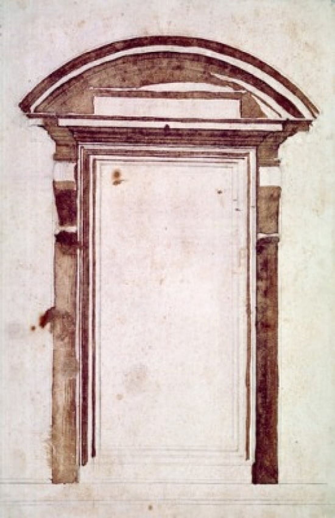 Doorway design by Michelangelo Buonarroti pen and ink 1475-1564 Italy Florence Galleria degli Uffizi Canvas Art - Michelangelo Buonarroti (24 x 36)