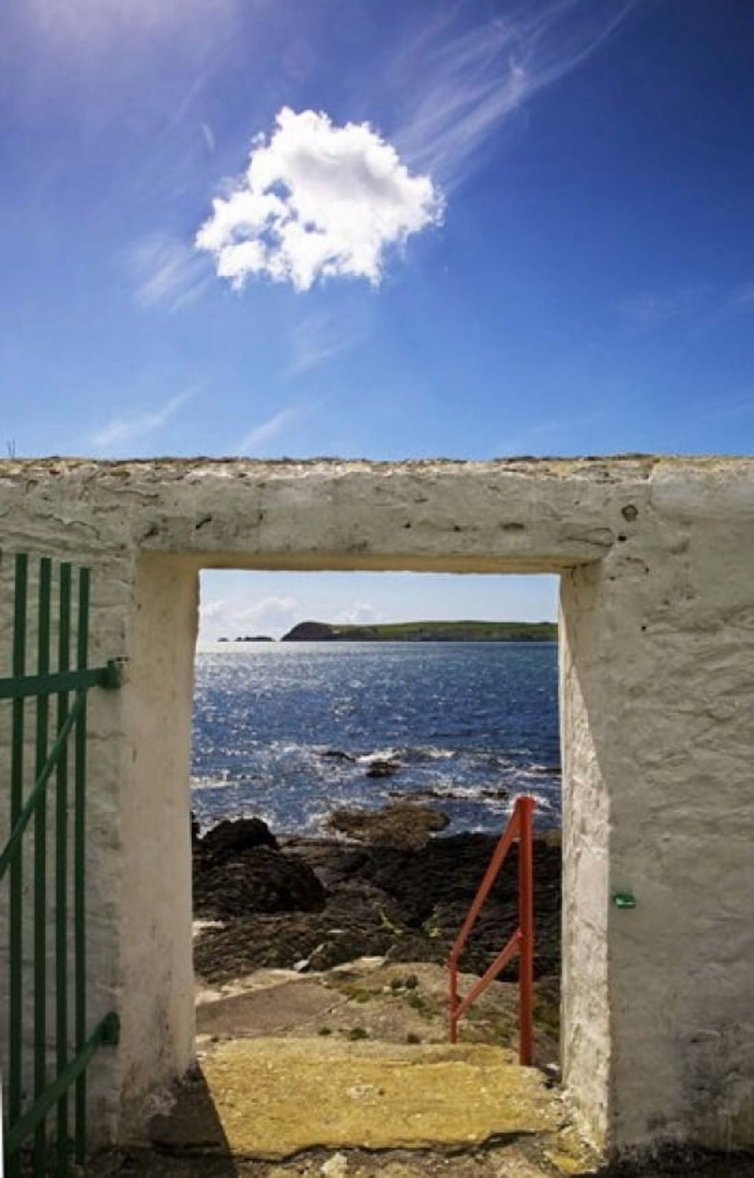 Doorway near Ballynacourty Lighthouse With View To Helvick Head County Waterford Ireland Canvas Art - Panoramic Images (24 x 36)