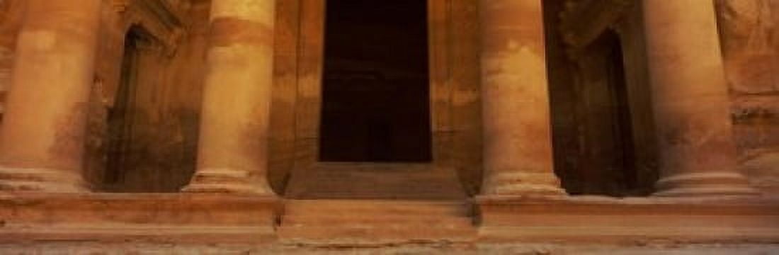 Doorway to the Treasury Wadi Musa Petra Jordan Canvas Art - Panoramic Images (18 x 6)