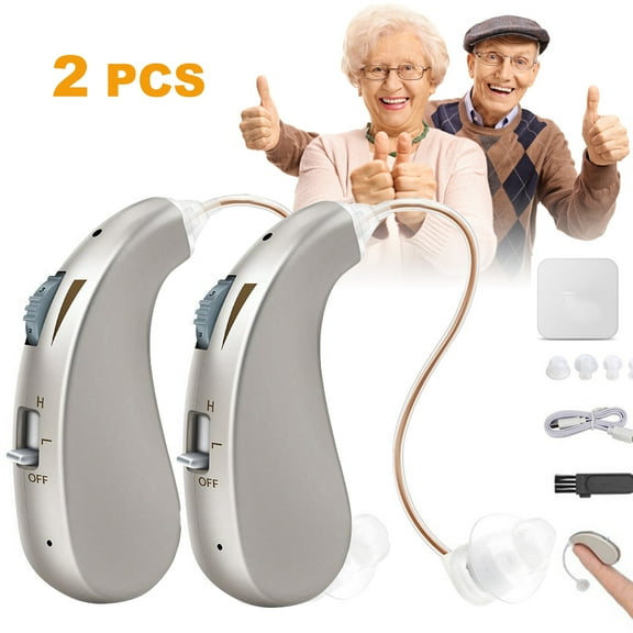 Doosl Personal Sound Amplifiers , 2Pcs Mini Invisible Rechargeable Personal Sound Amplifiers for Seniors with Noise Cancelling , Volume Control , Portable Charging Case ,Green, 1 Pair
