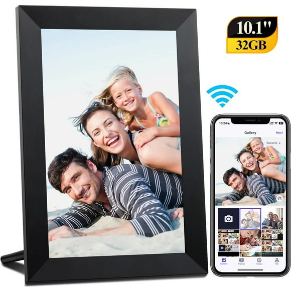 Doosl WiFi Digital Picture Frame, 10.1 inch IPS Touch Screen Smart Cloud Photo Android Uhale with 32GB Storage, Easy Setup to Share Photos or Videos via Free Uhale APP, Auto-Rotate, Wall Mountable