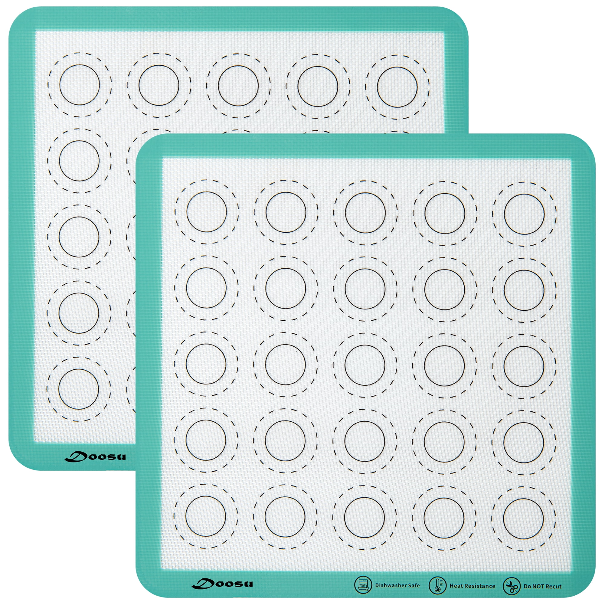 Doosu Silicone Baking Mats of 2, 11x11 Inch Non-Stick Food Safe Heat Resistant Macaron Mat