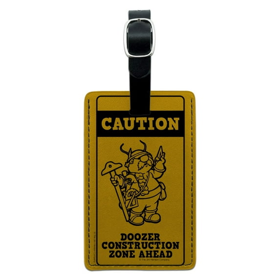 Doozer Construction Zone Ahead Fraggle Rock Rectangle Leather Luggage Card Suitcase Carry-On ID Tag