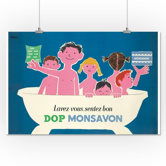 Dop Monsavon Vintage Poster (artist: Savignac) France c. 1954 (16x24 Giclee Gallery Print, Wall Decor Travel Poster)
