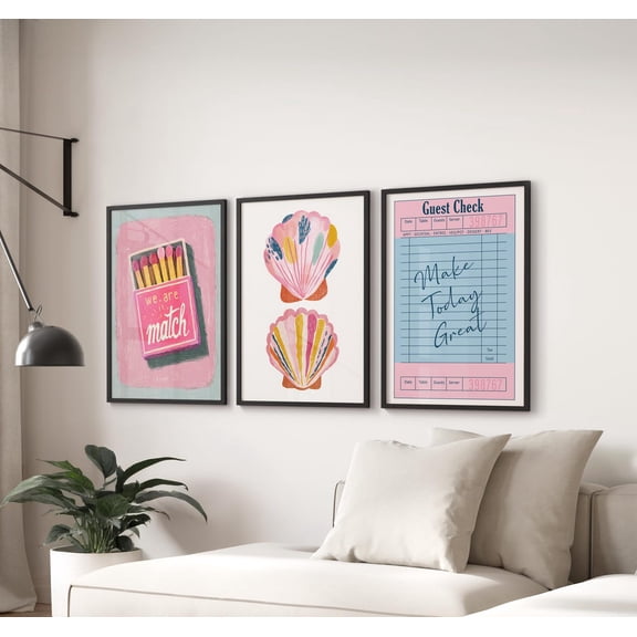 Dopamine Coastal Wall Art Colorful Eclectic Art Poster Set, Preppy Room Decor, Poster Only