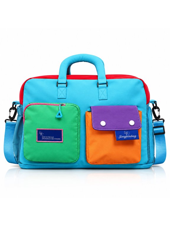Dopamine Color Block Expandable Travel Duffle Bag, with Shoe Compartment, Adjustable Shoulder Strap, Large Capacity Gym Tote, for Women's Fitness, Yoga, Short Trips, Weekend Getaways, Daily Travel
