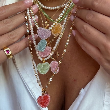 Dopamine Colorful Pearl Love Pendant Necklace