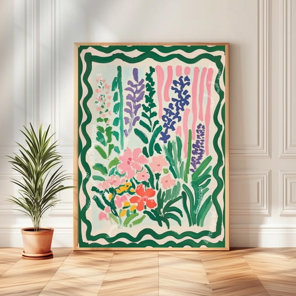 Dopamine Decor Flowers Art Print Flower Wall Art Vintage Green And Pink Wall Decor Minimalist Meets Maximalism Eclectic Home Decor Print