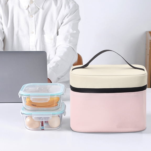 Dopamine Mini Cube Dinner Rolls, Insulating Lunch Bag with Waterproof Layer, Double Layer Cooler Bag, Thermal Lunch Box, Leak Proof Meal Bag, for Lunch Containers, Bento Milk Bottle Meal
