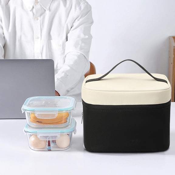 Dopamine Mini Cube Dinner Rolls, Insulating Lunch Bag with Waterproof Layer, Double Layer Cooler Bag, Thermal Lunch Box, Leak Proof Meal Bag, for Lunch Containers, Bento Milk Bottle Meal