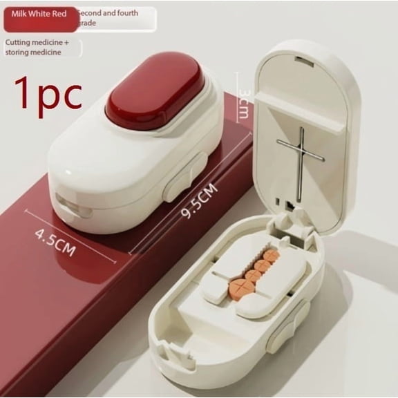 Dopamine Precise Pill Cutter and Dispenser - Portable One-to-Two Pill Cutter with Integrated Pill Box Storage for Accurate Medication Management