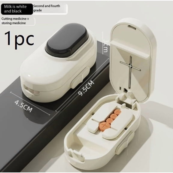 Dopamine Precise Pill Cutter and Dispenser - Portable One-to-Two Pill Cutter with Integrated Pill Box Storage for Accurate Medication Management