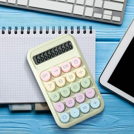 Dopamine Round Calculator with 8-Digit Display, Responsive Round Keys, AAA Battery Powered, Non-Slip Base for Office, Sch00l & Home Use