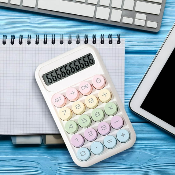 Dopamine Round Calculator with 8-Digit Display, Responsive Round Keys, AAA Battery Powered, Non-Slip Base for Office, Sch00l & Home Use