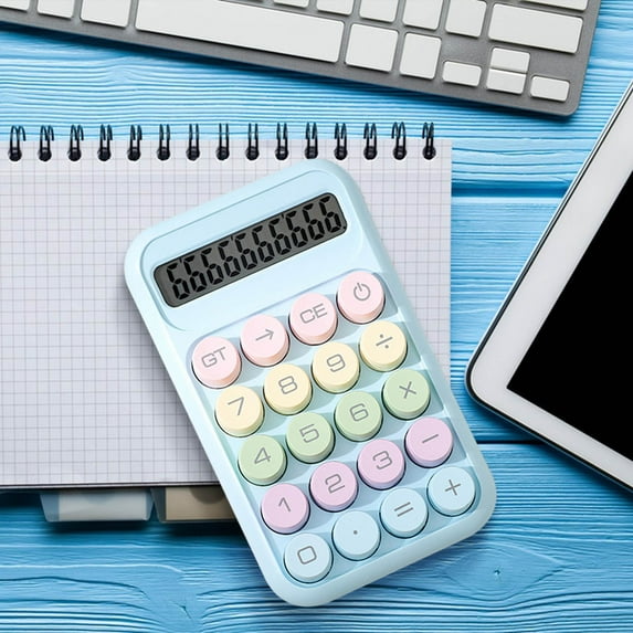 Dopamine Round Calculator with 8-Digit Display, Responsive Round Keys, AAA Battery Powered, Non-Slip Base for Office, Sch00l & Home Use