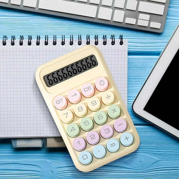 Dopamine Round Calculator with 8-Digit Display, Responsive Round Keys, AAA Battery Powered, Non-Slip Base for Office, Sch00l & Home Use