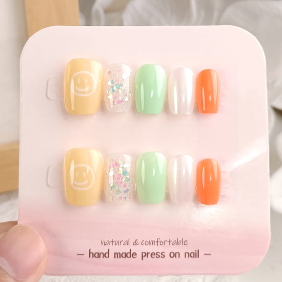Dopamine Smile Nail Art Tablets, Simple Symphony Light Therapy Nail Patches 10 pieces, sub-code hand-worn nail