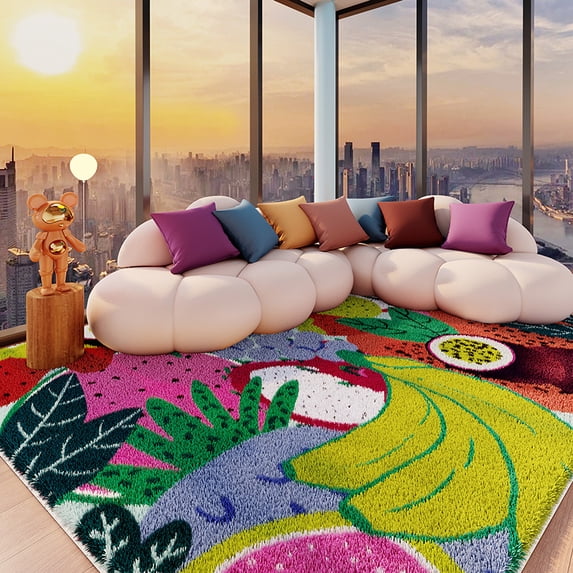 Dopamine Style Living Room Rug, Large Area Non Slip Floor Carpet, Stain Resistant Easy Clean Sofa Coffee Table Mat, Anti Slip Bedroom Bedside Area Rug for Home Decor