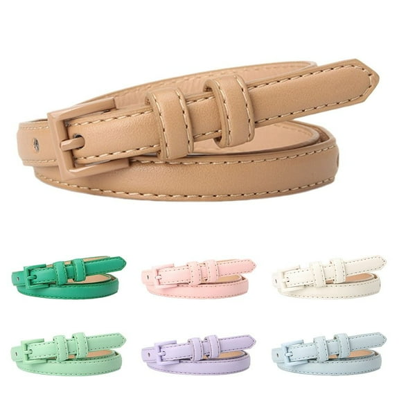 Dopamine Women Belt New Solid Color Y2K Thin Pants Belt Simple Slim Waistband Jeans Belt