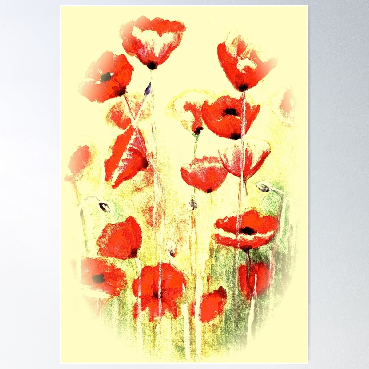 Dopaprint UNFRAMED PAPER POSTER Abstract Poppies Watercolor Style ...