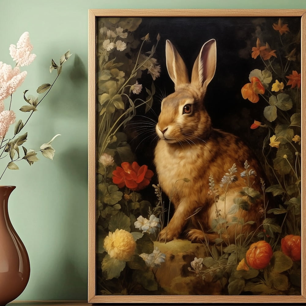 Dopaprint UNFRAMED PAPER POSTER Antique Rabbit Painting, Wild Hare Wall ...