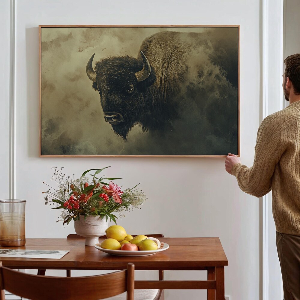 Dopaprint UNFRAMED PAPER POSTER Bison Poster Art, Wild Buffalo In Mist ...