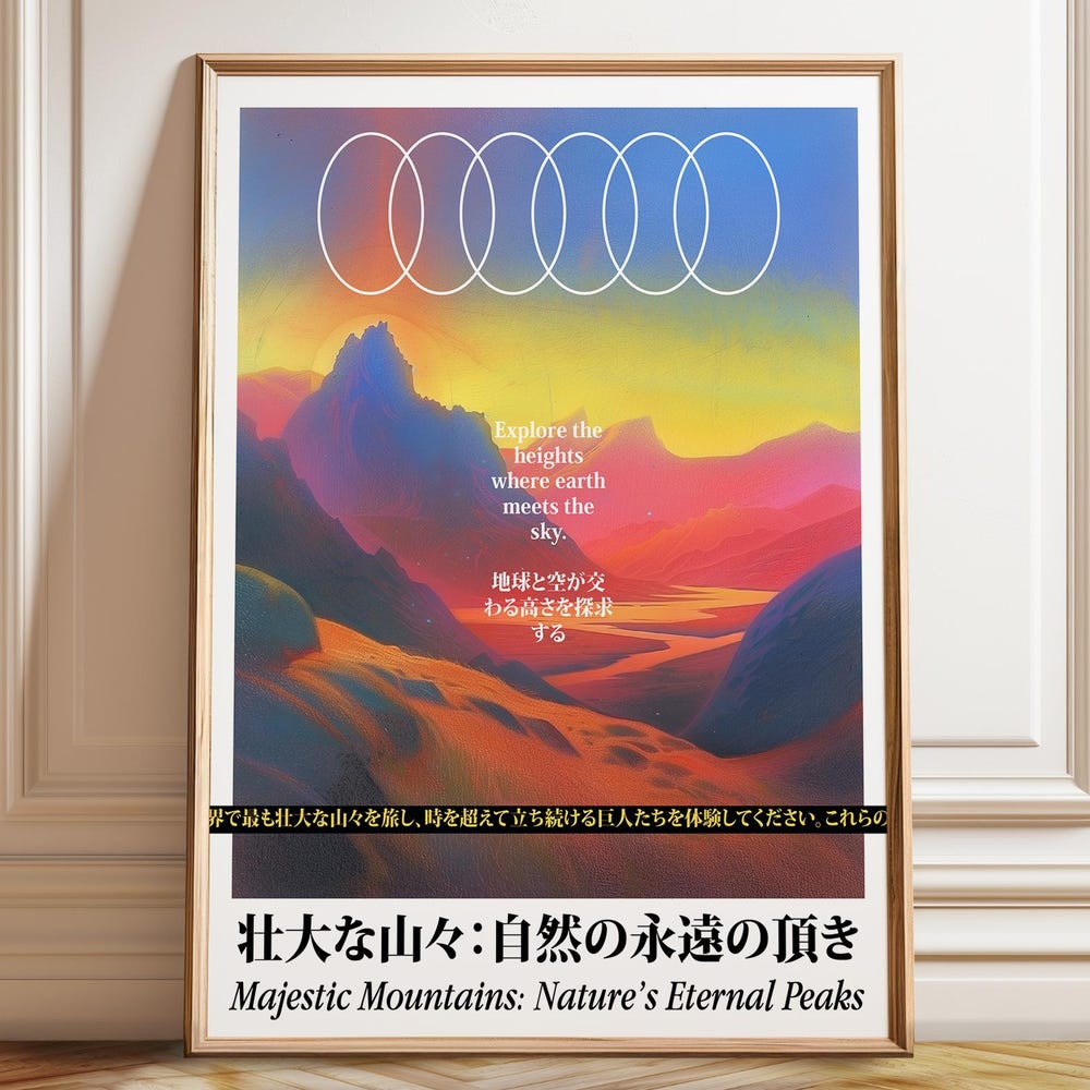 Dopaprint UNFRAMED PAPER POSTER Bold Colorful Mountain Wall Decor Japanese Mountains Nature Wall ...