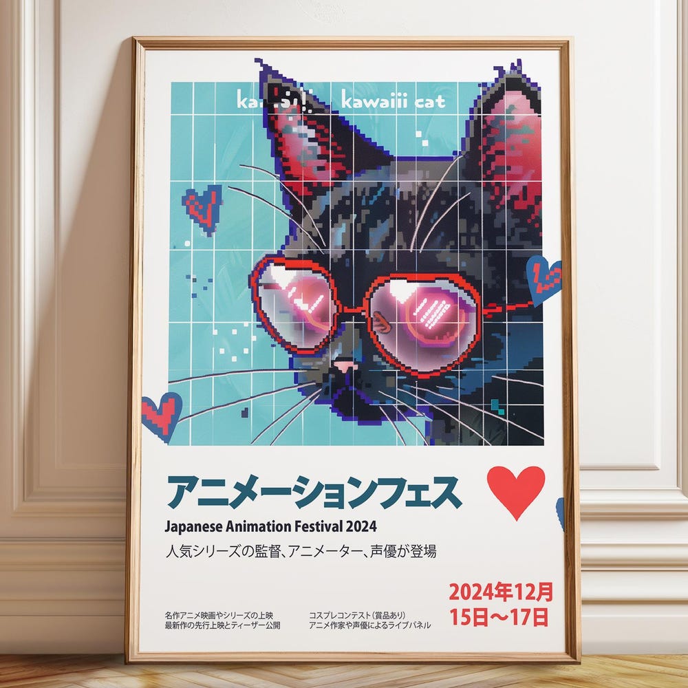 Dopaprint UNFRAMED PAPER POSTER Cat Love Poster Cat Wall Art - Cute Cat ...