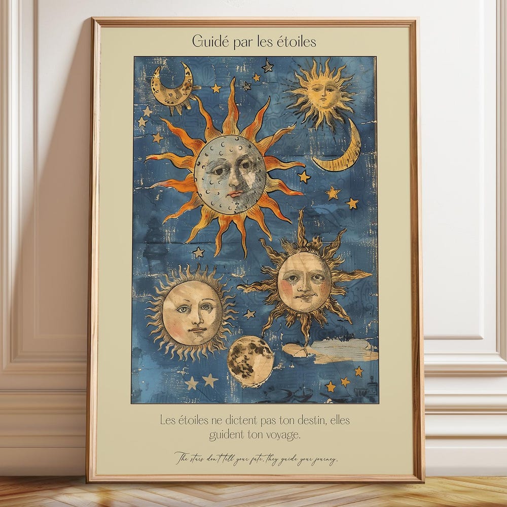 Dopaprint UNFRAMED PAPER POSTER Celestial Sun And Moon Wall Art ...