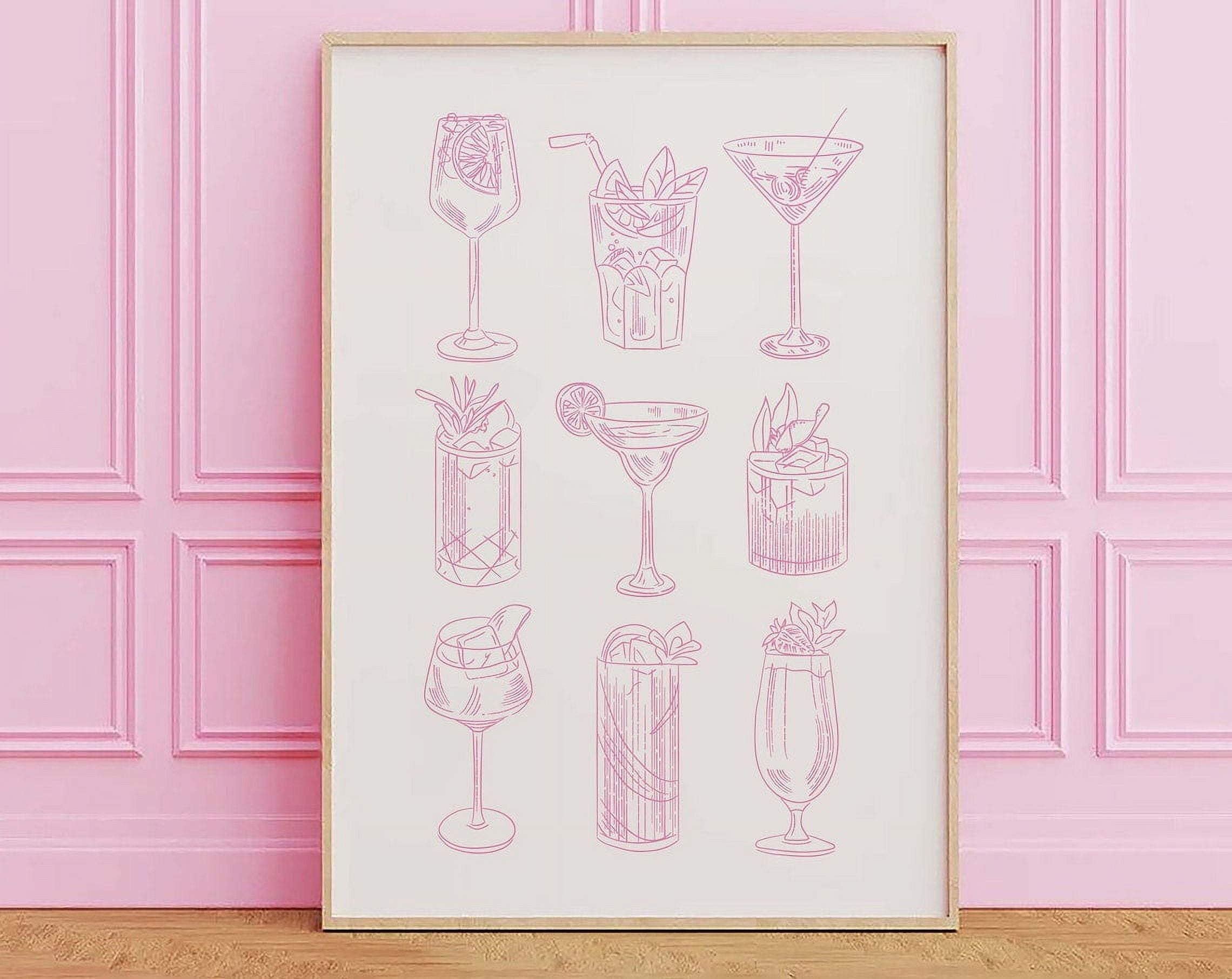Dopaprint UNFRAMED PAPER POSTER Cocktail Sketch Print, Art, Cute Bar ...