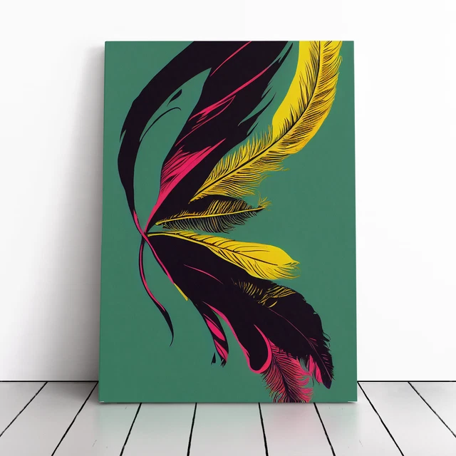 Image showcasing Dopaprint UNFRAMED PAPER POSTER Colourful Feather No.4 Wall Art Print ...