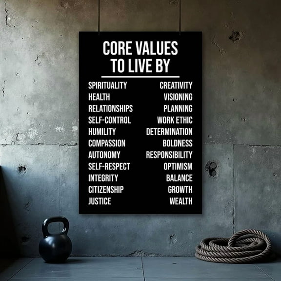 Dopaprint UNFRAMED PAPER POSTER Core Values Motivational Poster - Inspirational Gym And Office Wall Art