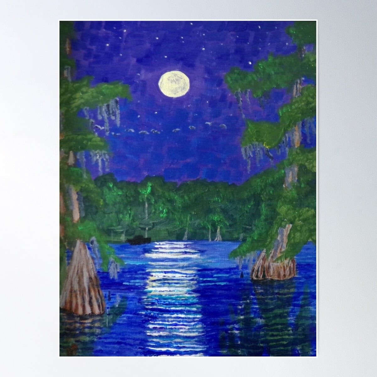 Dopaprint UNFRAMED PAPER POSTER Cypress Moon, Night Swamp Scene Poster ...