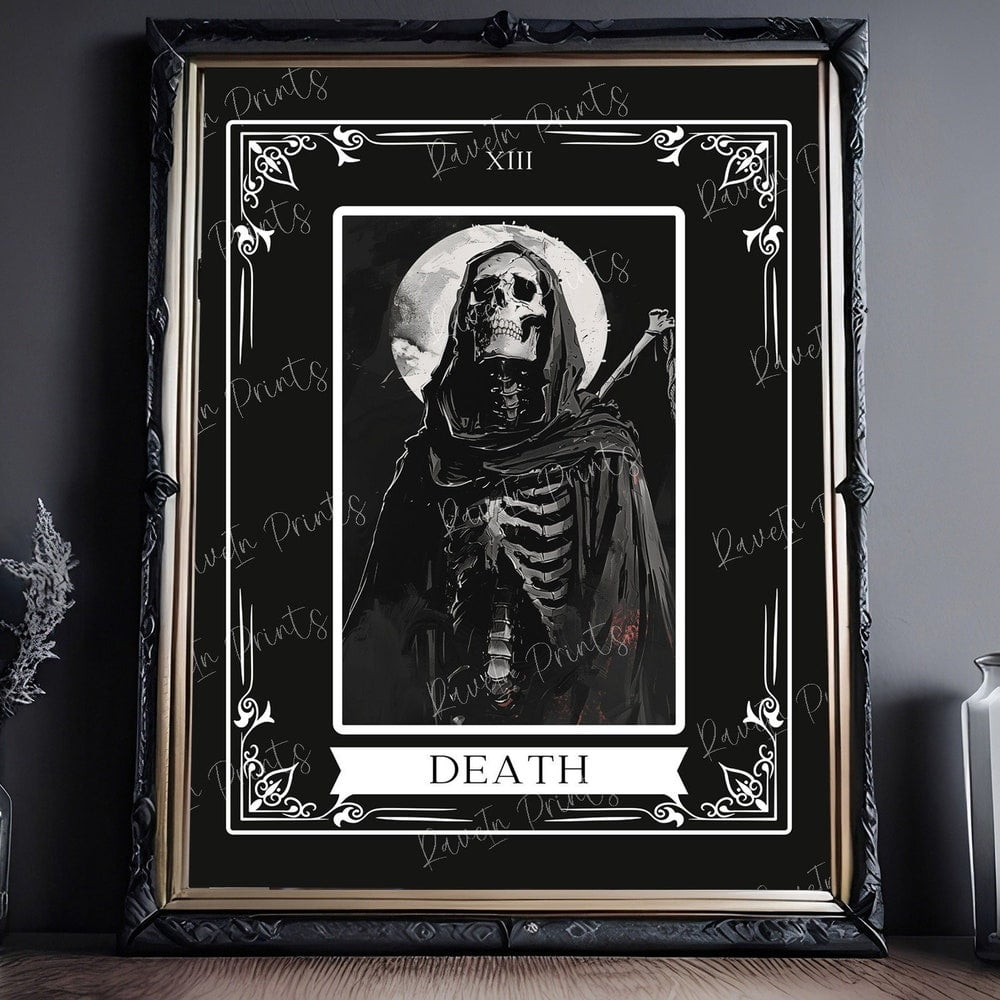 Dopaprint UNFRAMED PAPER POSTER Death Tarot Card Print, Skeleton ...