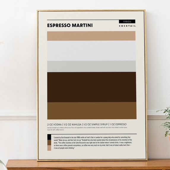 Dopaprint UNFRAMED PAPER POSTER Espresso Martini Cocktail Print, Bar ...