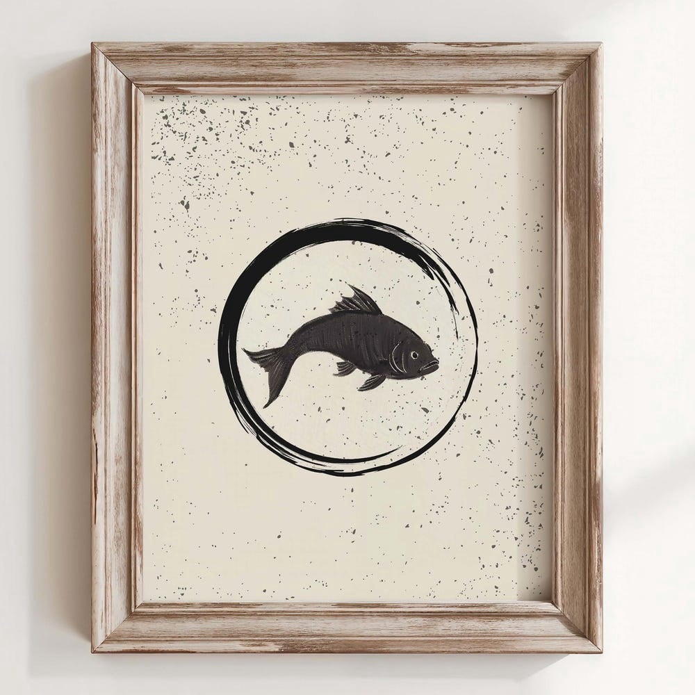 Picture of Dopaprint UNFRAMED PAPER POSTER Fish Print Wall Art, Black Minimalist ...
