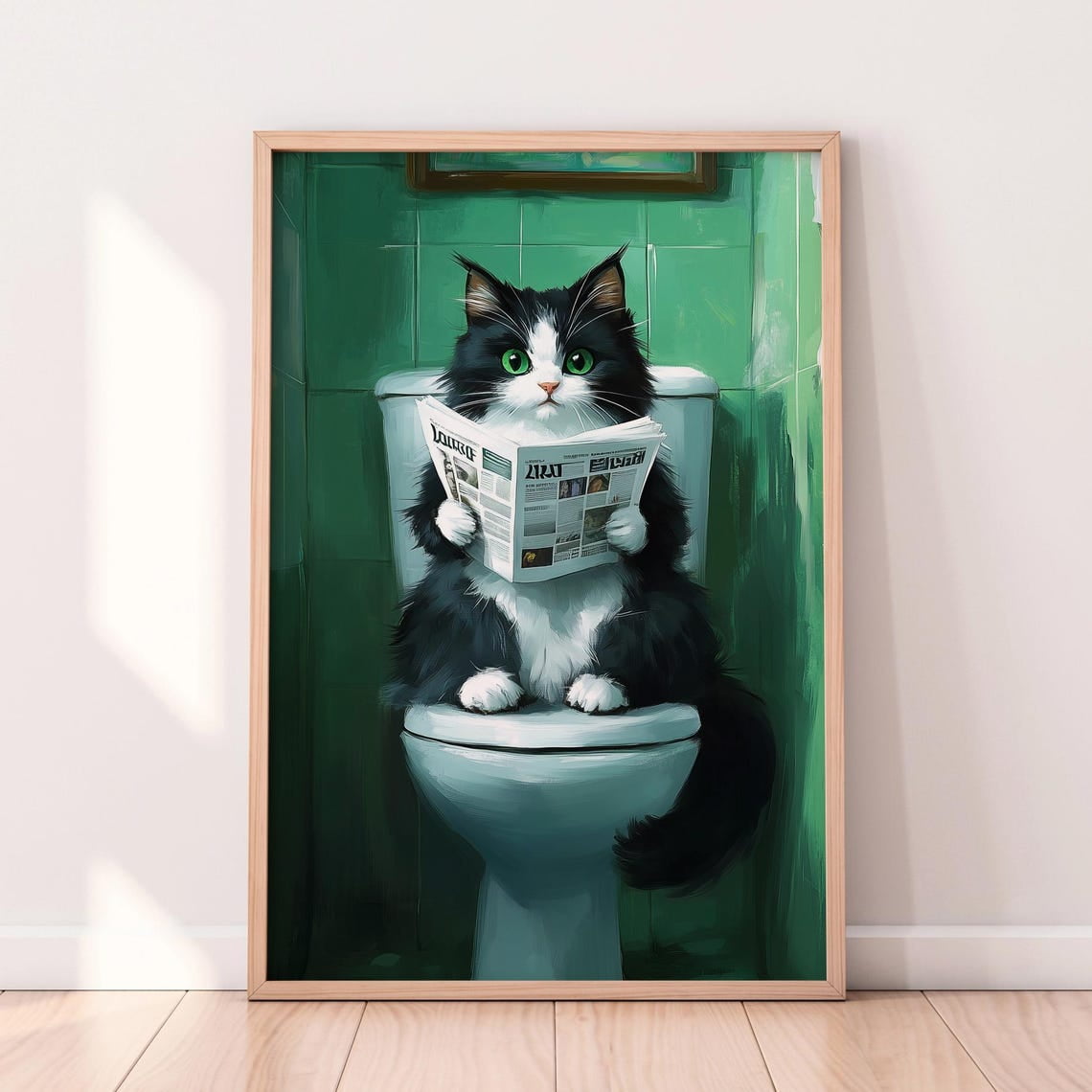 Dopaprint UNFRAMED PAPER POSTER Funny Cat Bathroom Art Black & White ...