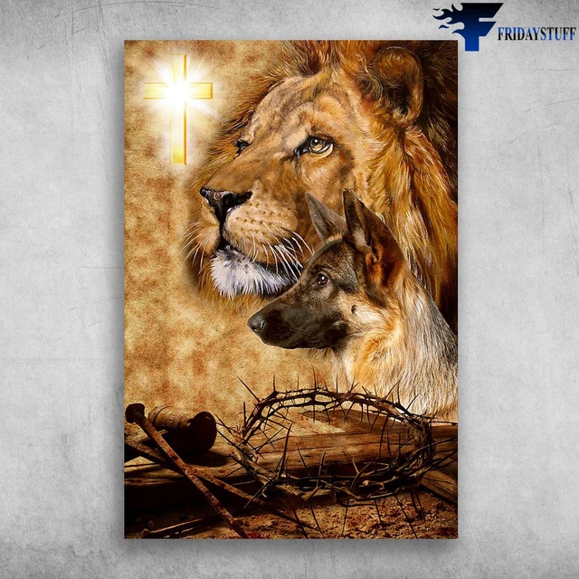Dopaprint UNFRAMED PAPER POSTER German Shepherd God Crown Of Thorn And ...